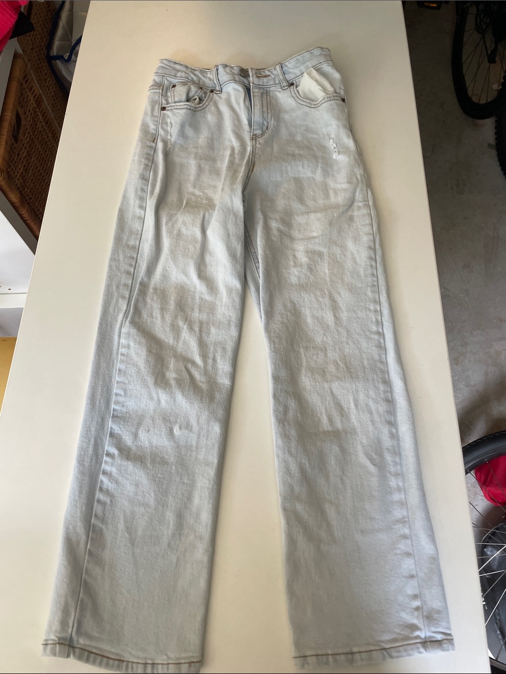 Light Blue Wide-Leg Girls Jeans - Casual Straight leg Style